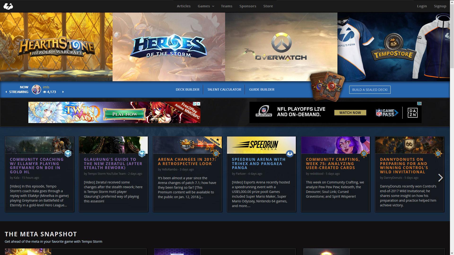 Screenshot of Tempostorm Website